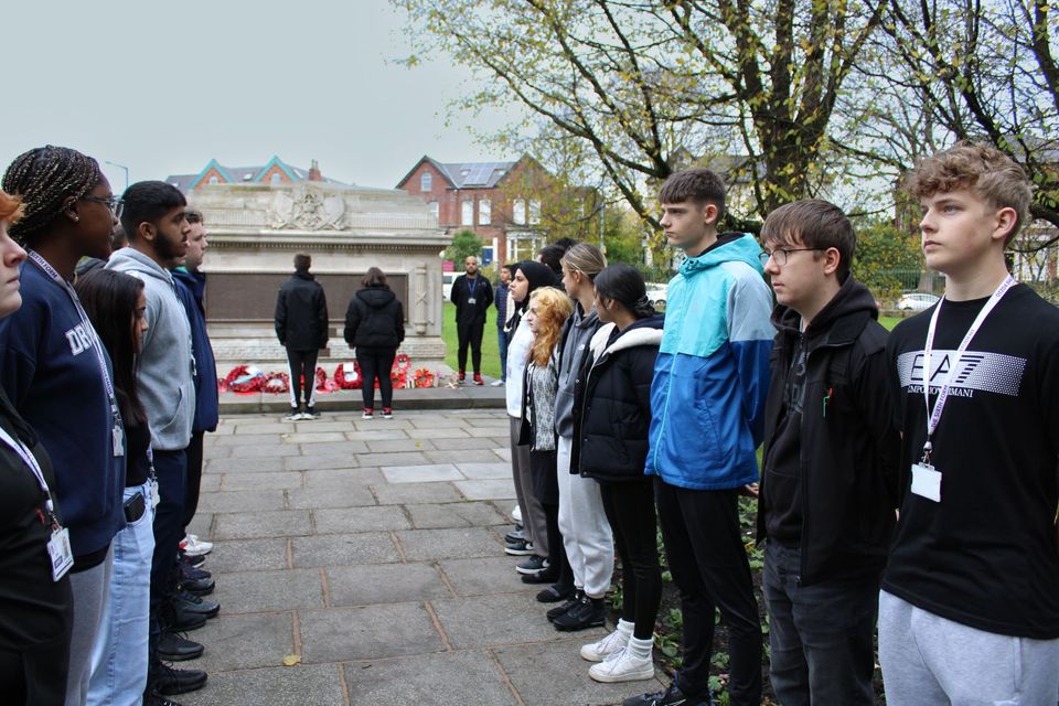 Students observing two minutes silence