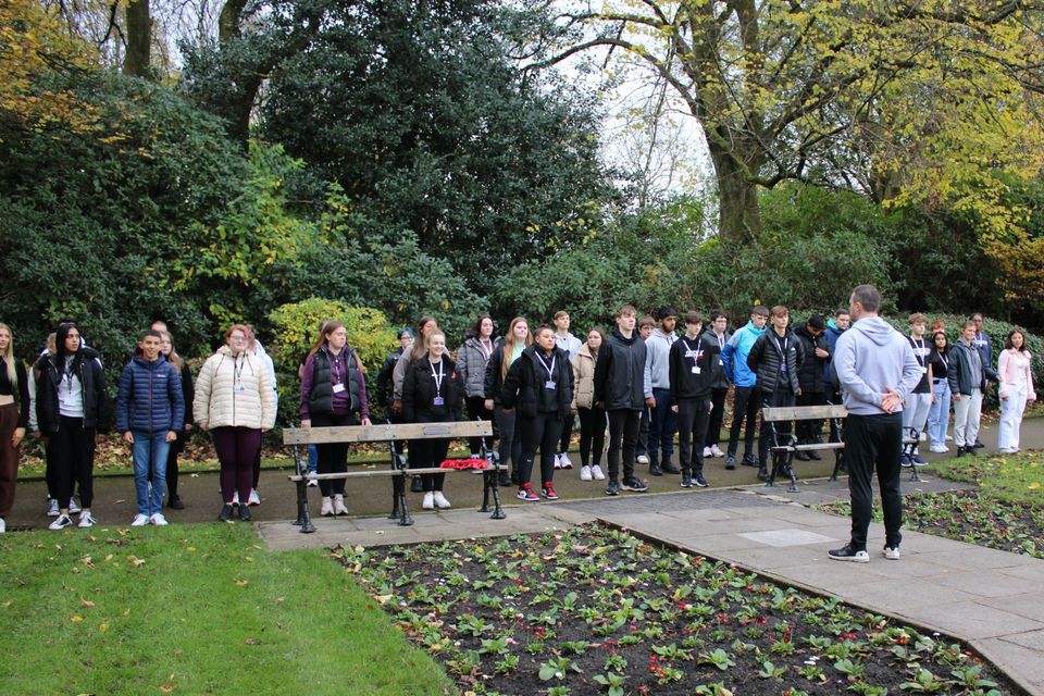 Students observing two minutes silence