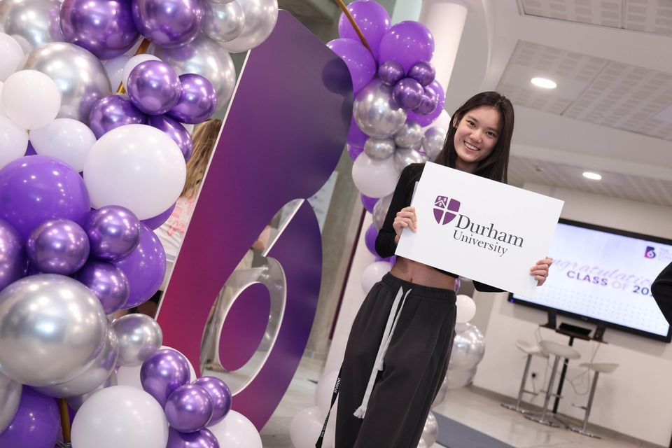 Image of Emily Chung celebrating on Results Day