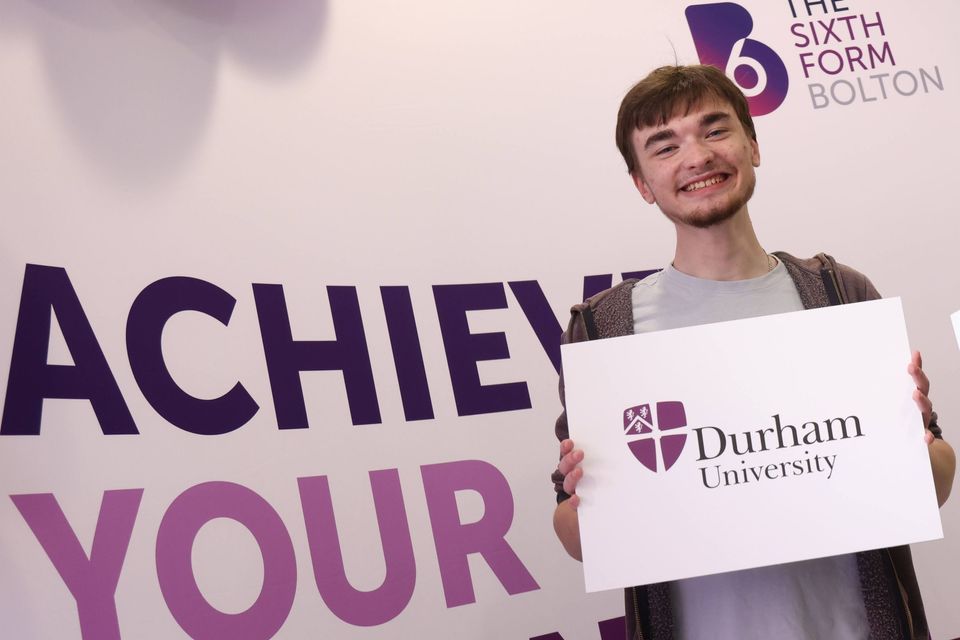 Image of Matthew Entwistle celebrating on Results Day