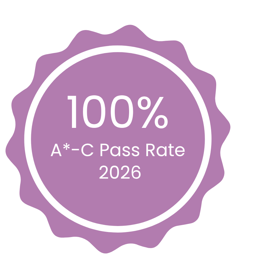 Graphic showing 100% pass rate A*-c 2026 Graphic showing 100% pass rate A*-c 2026