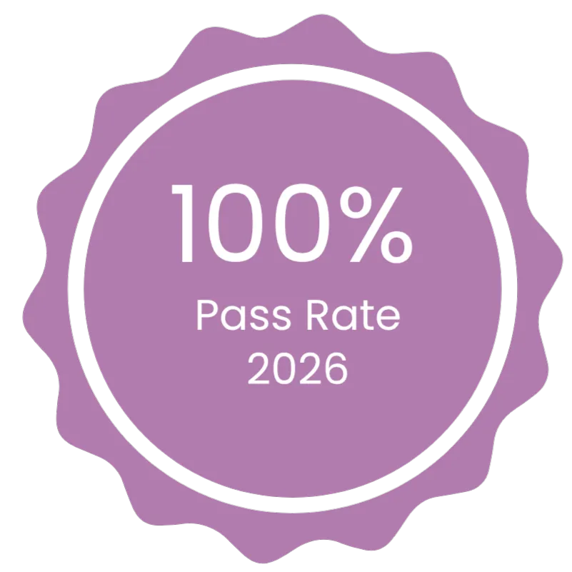 Graphic reading 100% Pass rate 2026