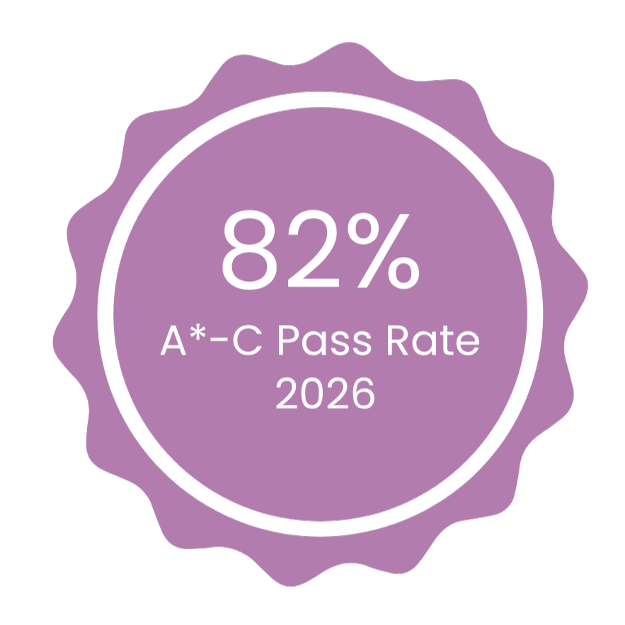Graphic showing 82% pass rate A*-c 2026 Graphic showing 82% pass rate A*-c 2026
