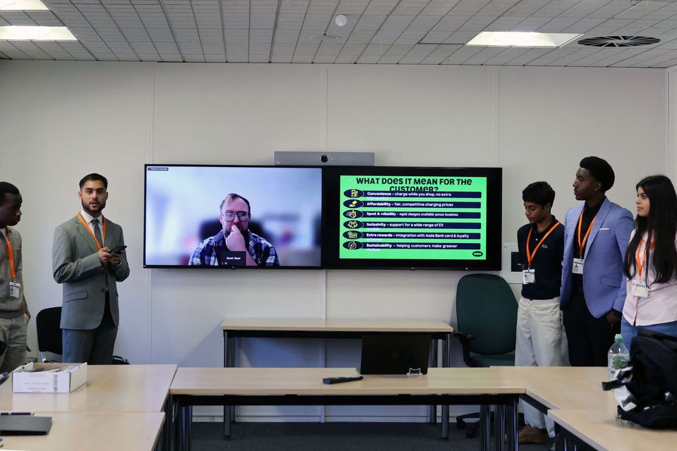 Image of B6 students at Asda HQ