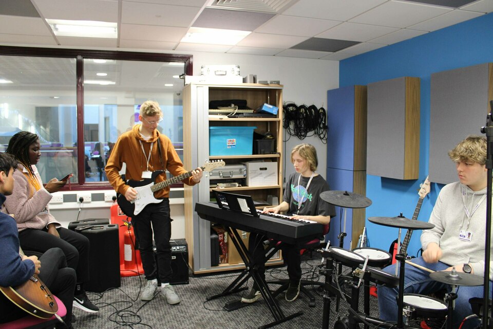 Students in music studio