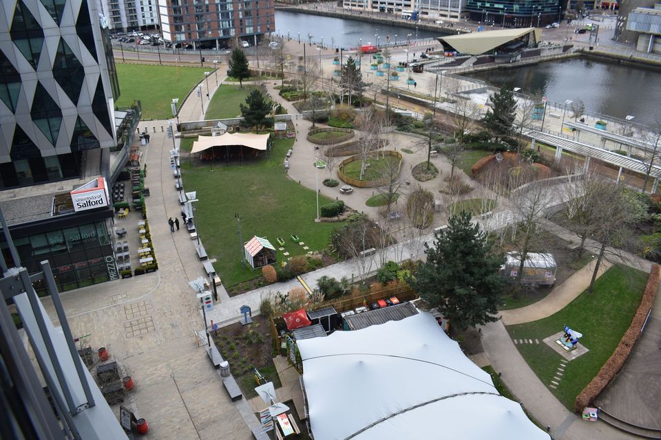 Birdseye view of BBC gardens