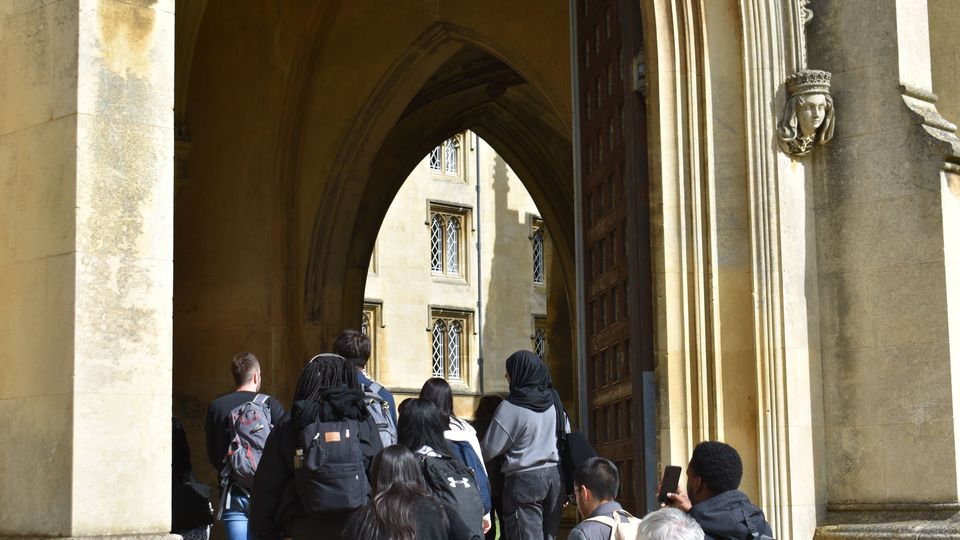 People on guided tour of Cambridge