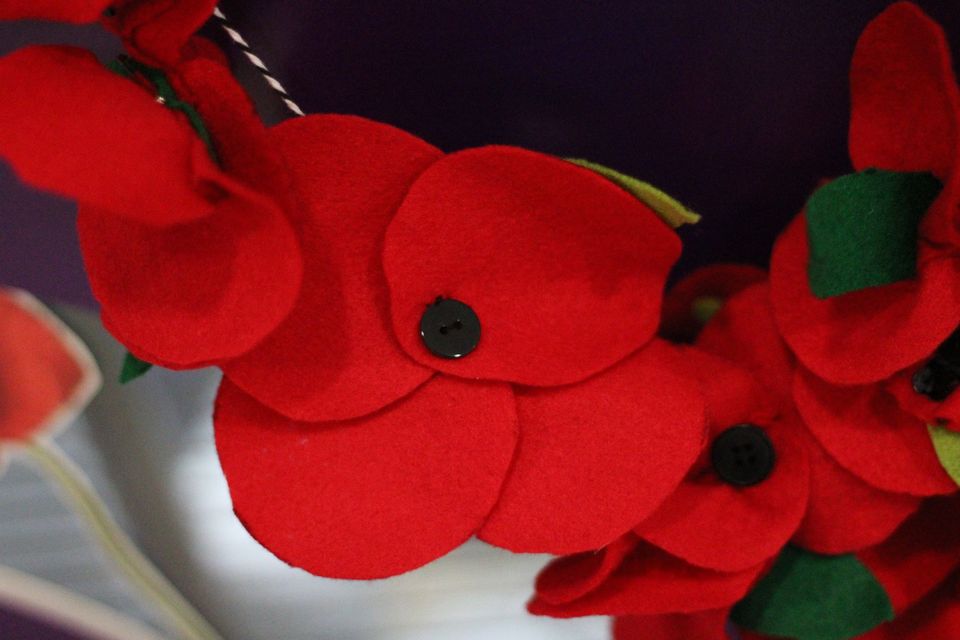 close up of poppy wreath