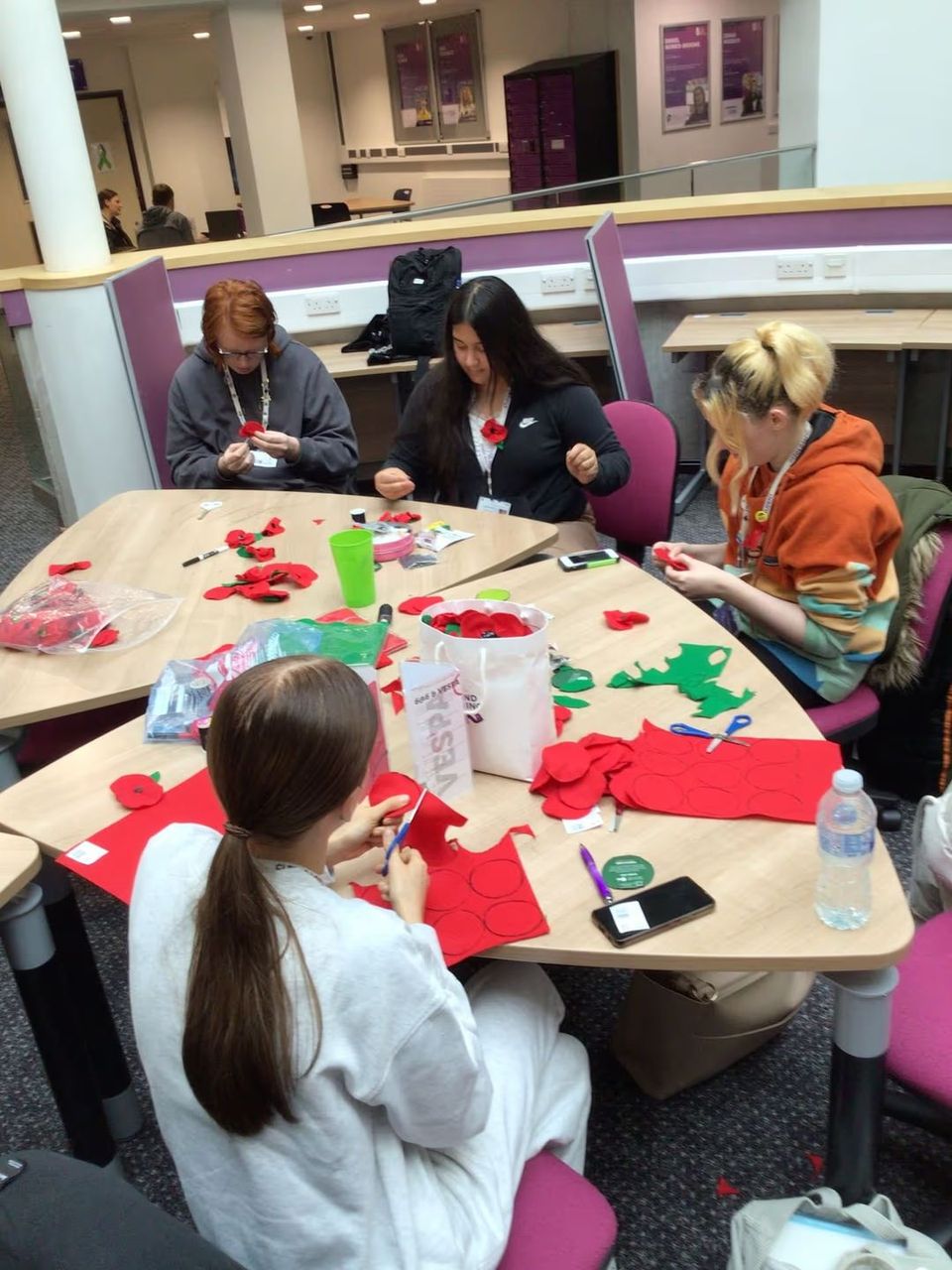 students making poppies
