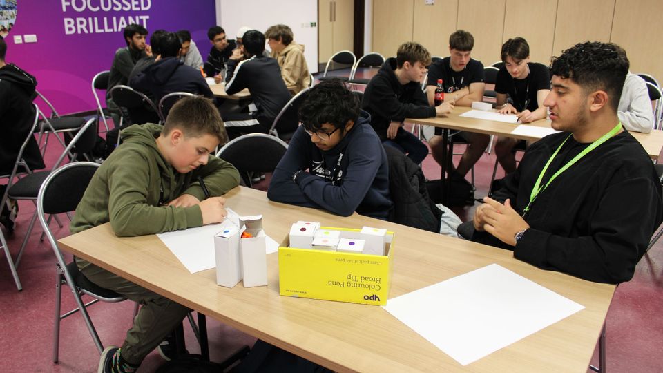 Students sat at table